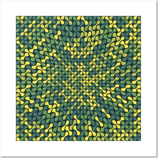 Warped Metaballs Pattern (Green Yellow) Posters and Art